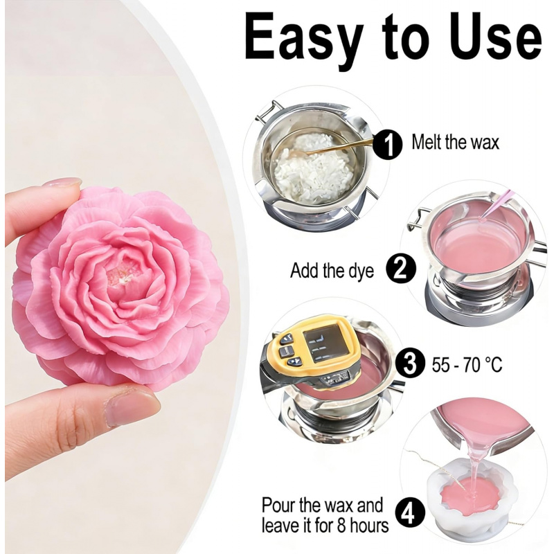 5Flower Candle Mold Set，3D Flo - Candle Making Kits recension och pris